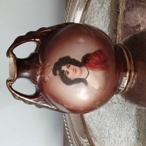Antique 6 inch high round vintage vase